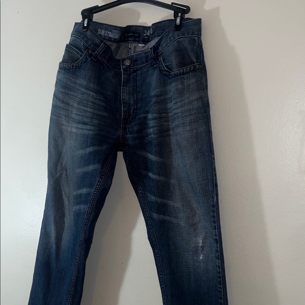 INC Berlin Classic Denim Slim Straight Jeans Sz 34/30